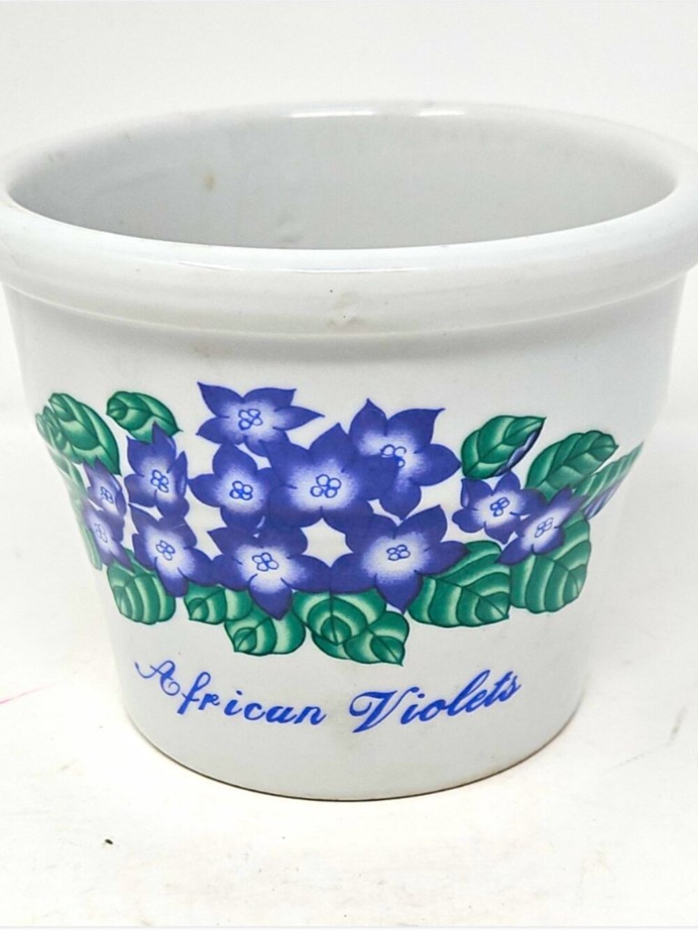 Vintage 1990s African Violets Ironstone Planter Pot Cottage Grannycore 4" x 5"
